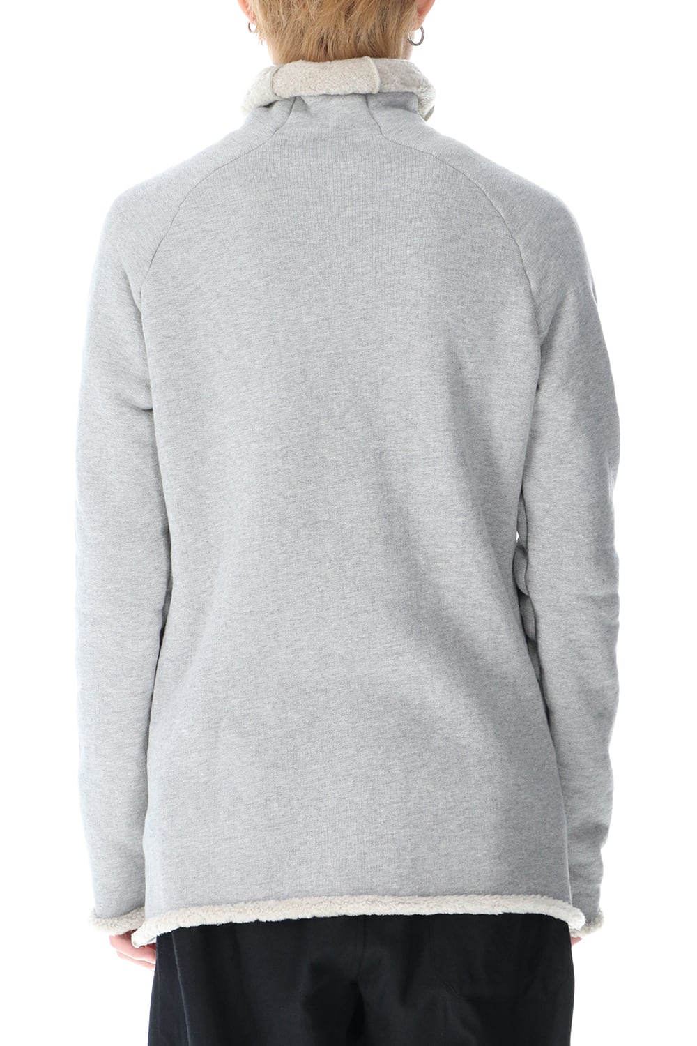 裏毛コットン ボトルネックニット グレー