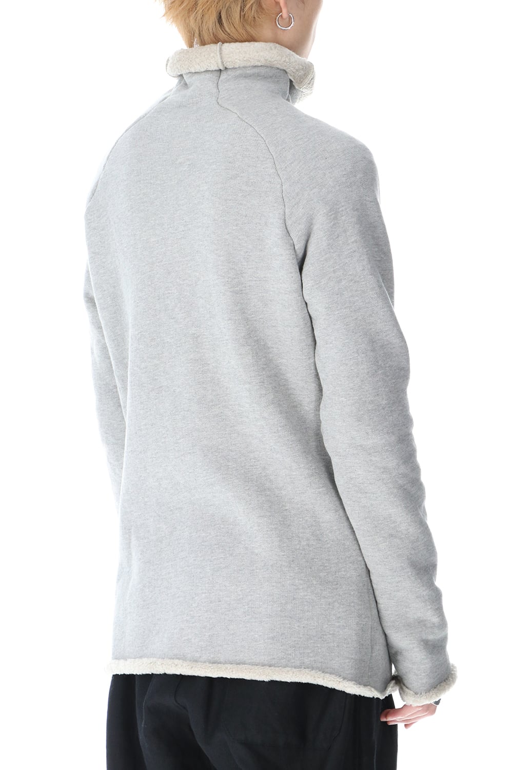 裏毛コットン ボトルネックニット グレー