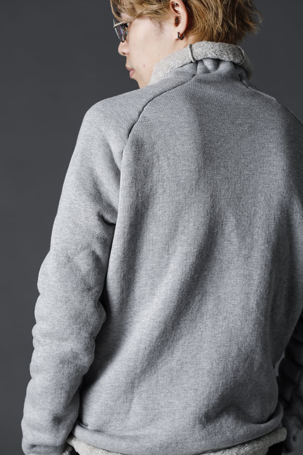 裏毛コットン ボトルネックニット グレー