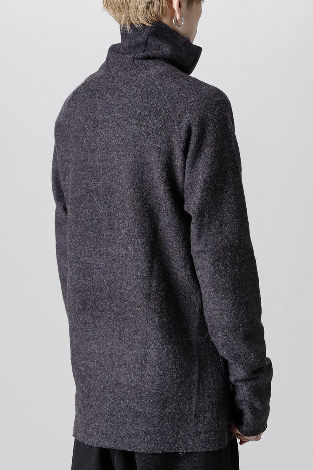 Dual Layered Wool Bottle Neck Knit M.Gray / Kahki