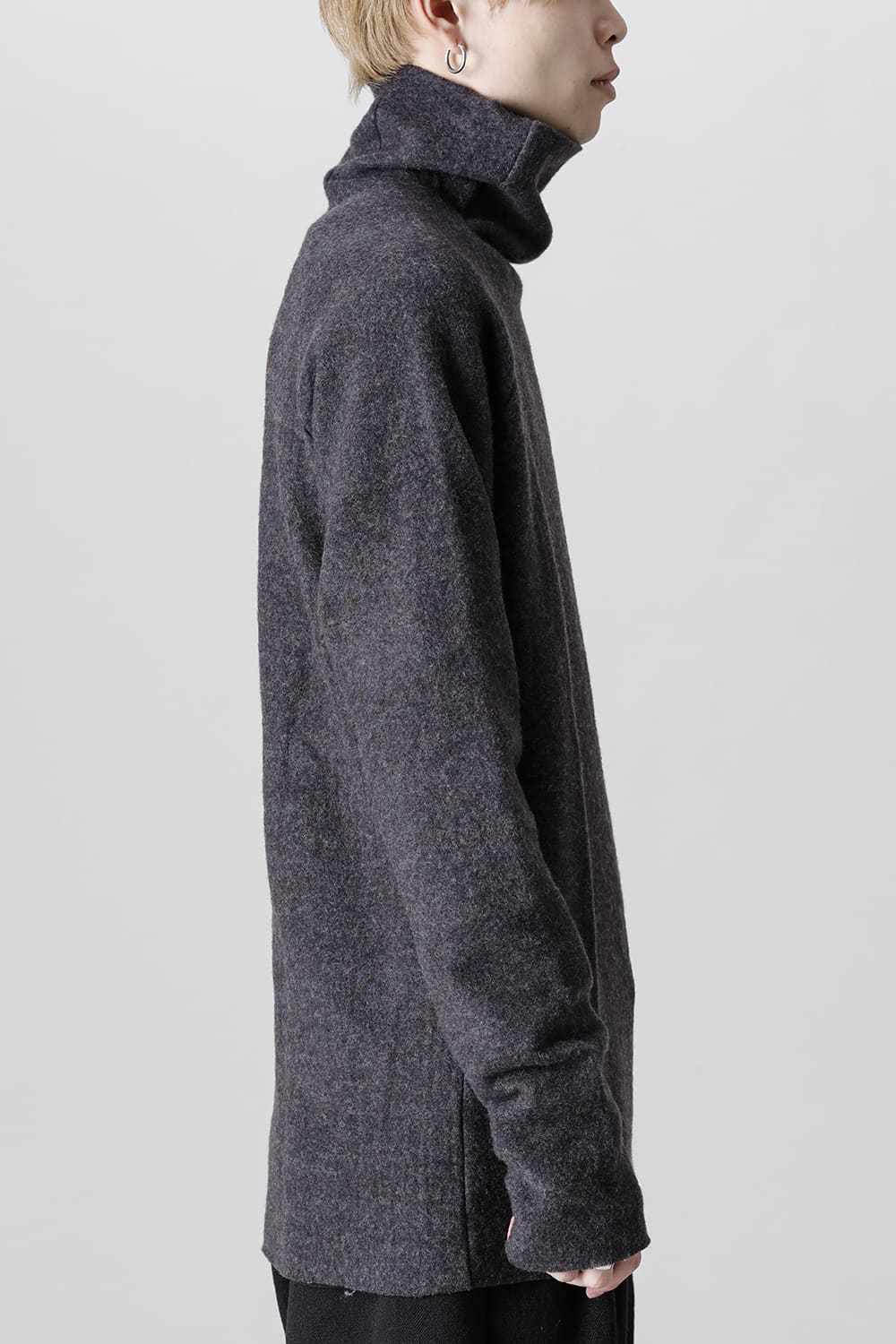 Dual Layered Wool Bottle Neck Knit M.Gray / Kahki