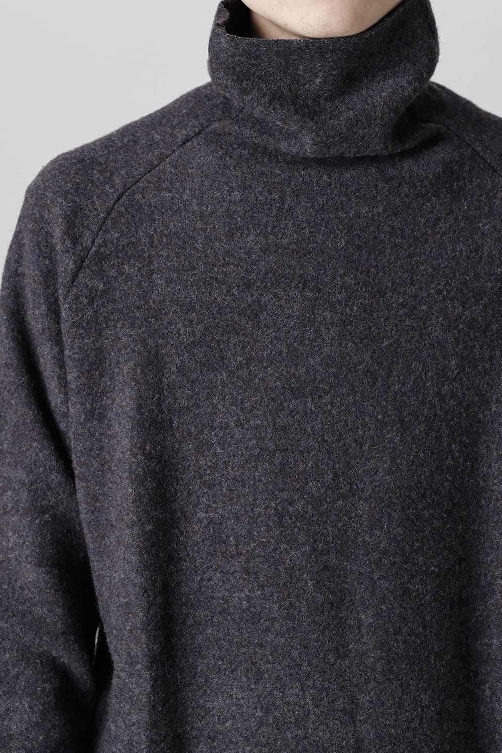 Dual Layered Wool Bottle Neck Knit M.Gray / Kahki