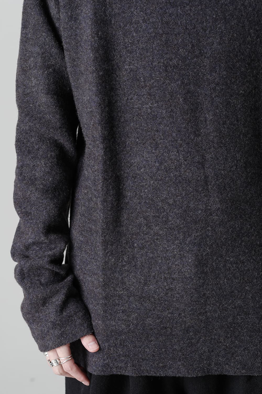 Dual Layered Wool Bottle Neck Knit M.Gray / Kahki