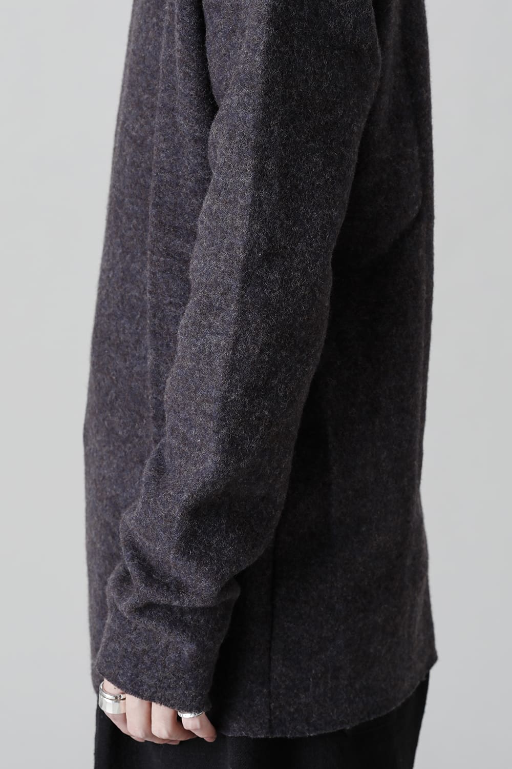Dual Layered Wool Bottle Neck Knit M.Gray / Kahki
