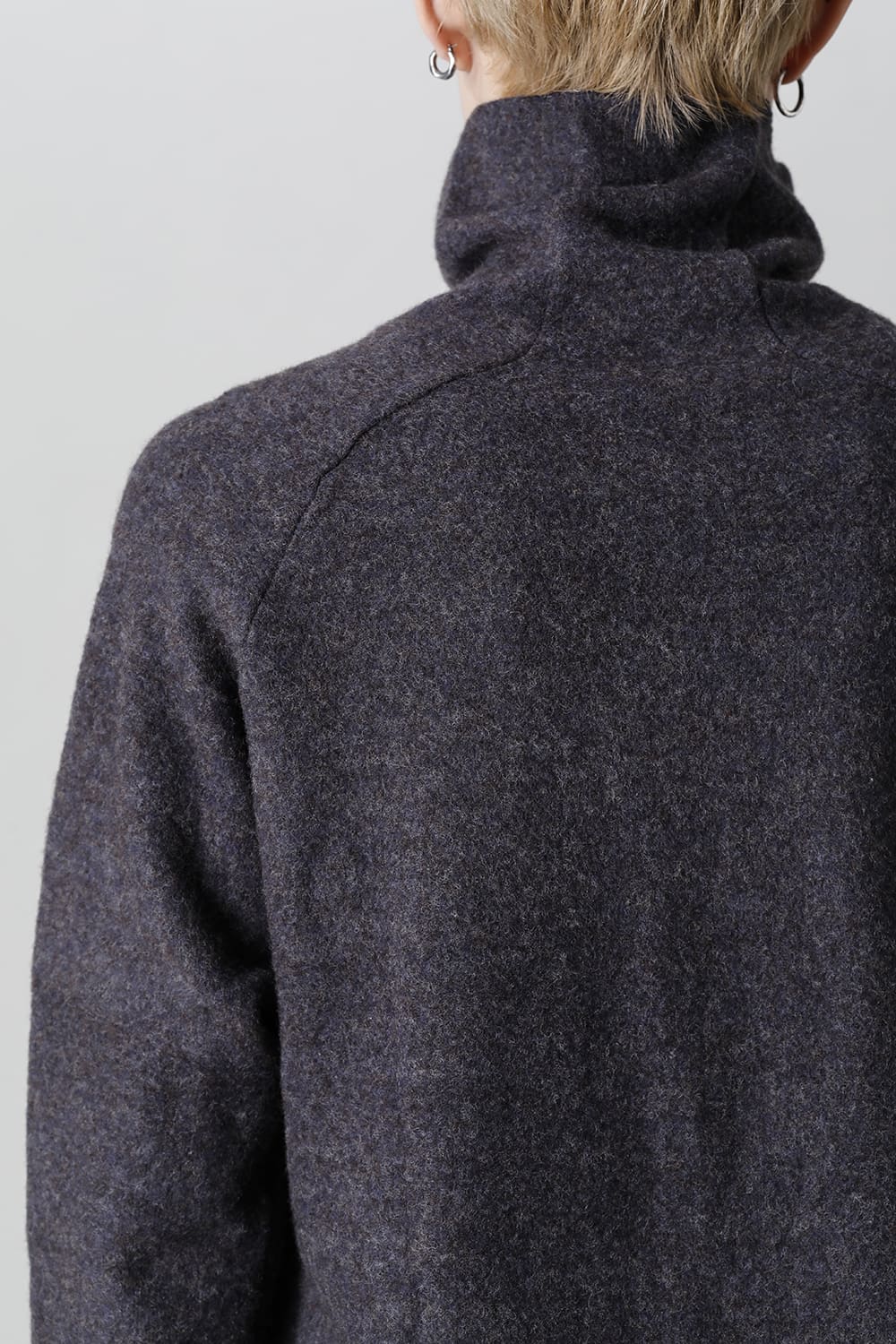 Dual Layered Wool Bottle Neck Knit M.Gray / Kahki