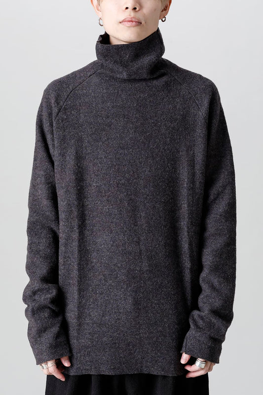 Dual Layered Wool Bottle Neck Knit M.Gray / Kahki