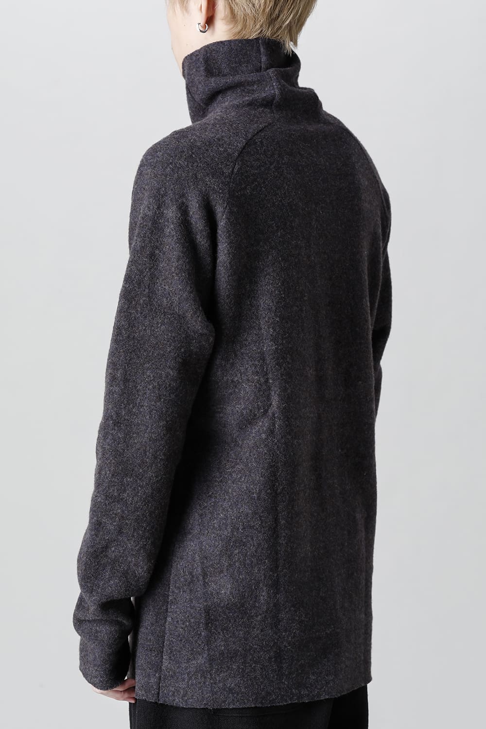 Dual Layered Wool Bottle Neck Knit M.Gray / Kahki