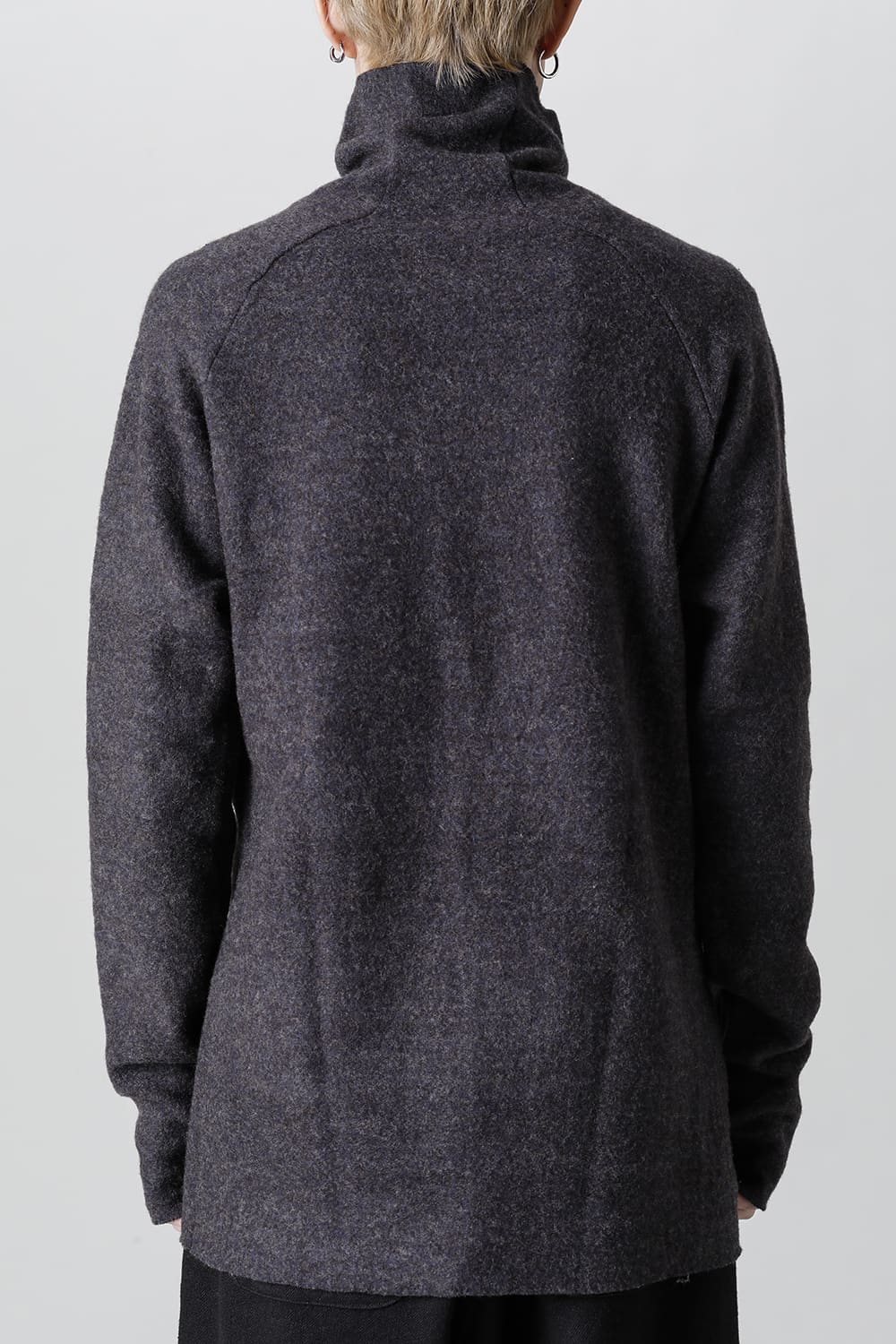 Dual Layered Wool Bottle Neck Knit M.Gray / Kahki
