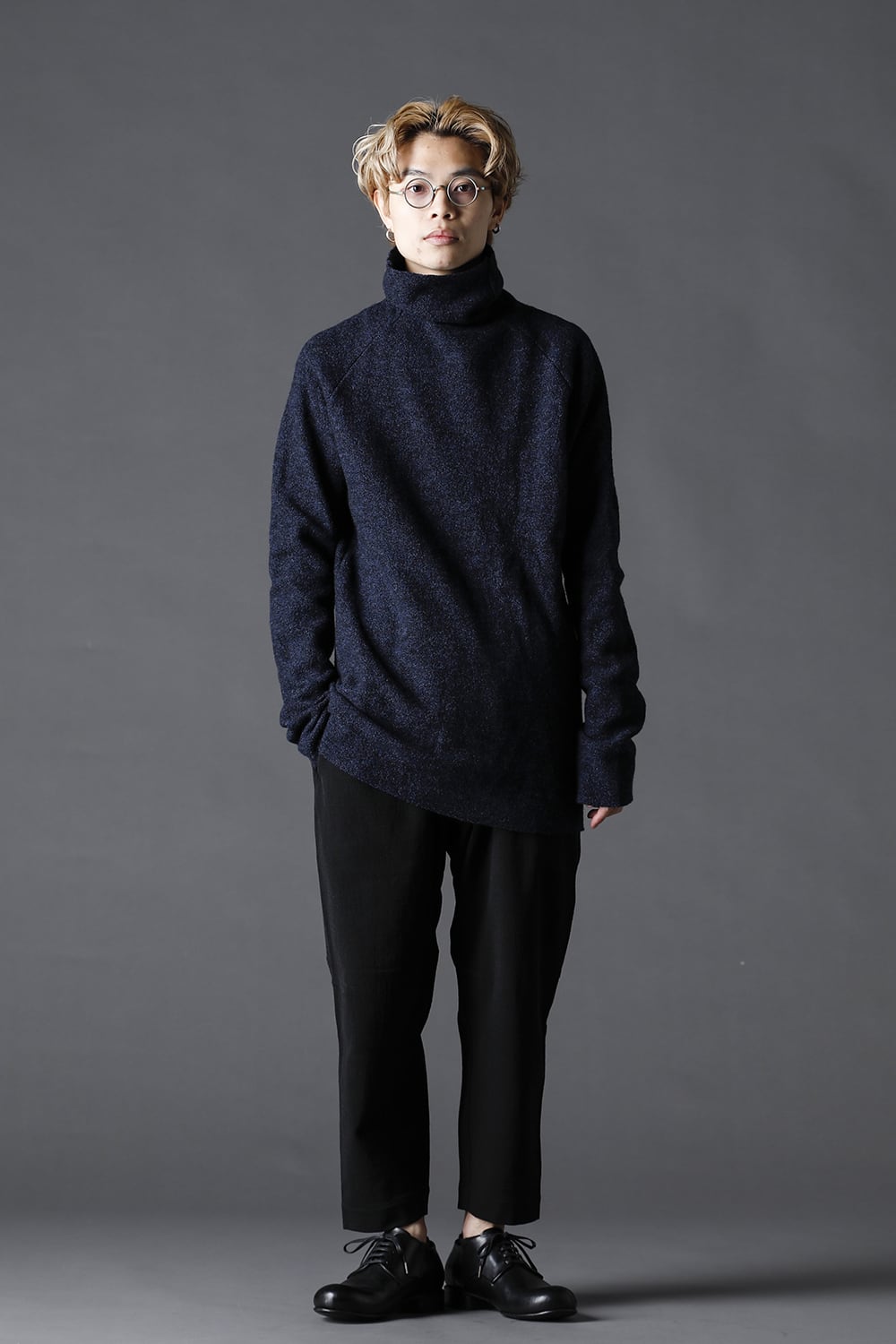 Boucle Bottle Neck Knit Navy