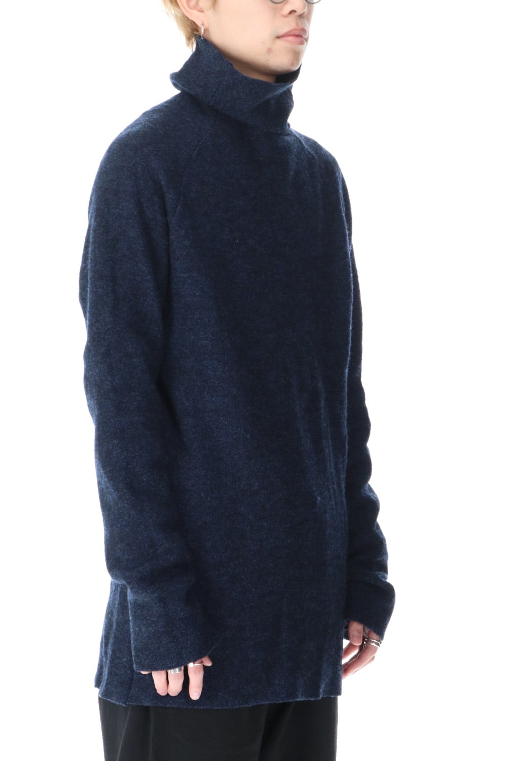 Boucle Bottle Neck Knit Navy