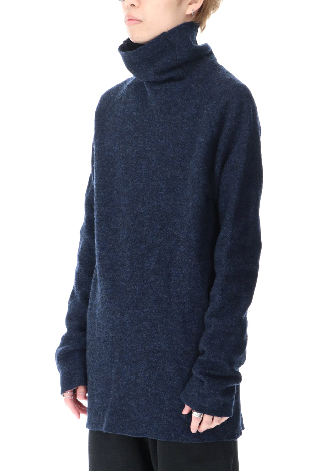 Boucle Bottle Neck Knit Navy