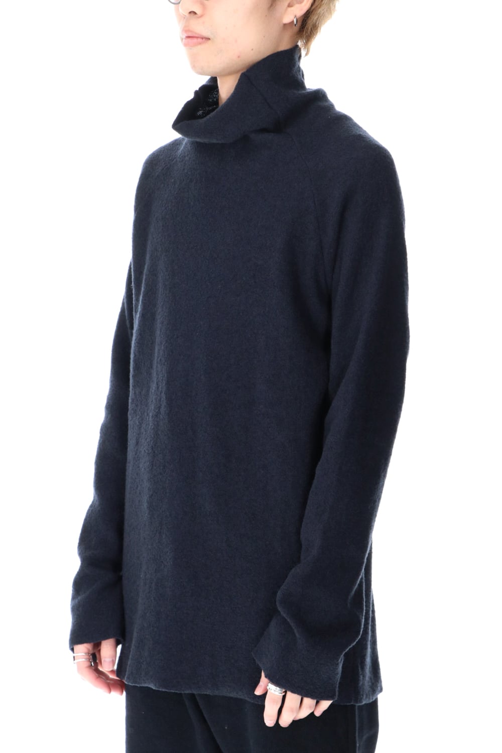 New Boucle Knit Bottle Neck D.Navy