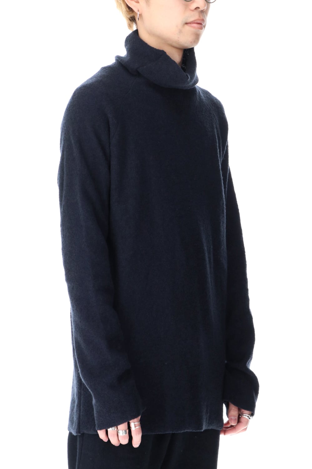New Boucle Knit Bottle Neck D.Navy