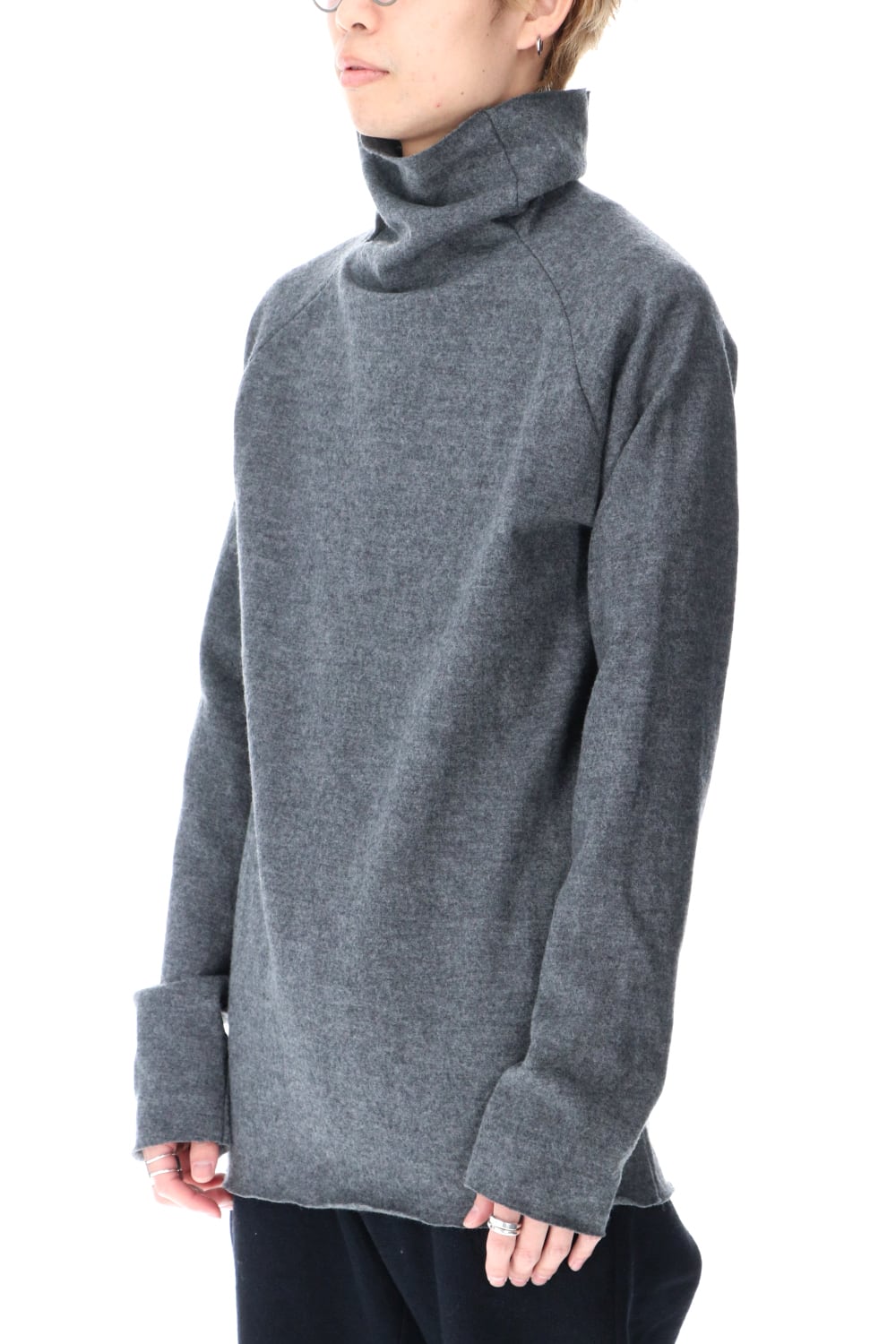 Wool Bottle Neck Knit D.Gray