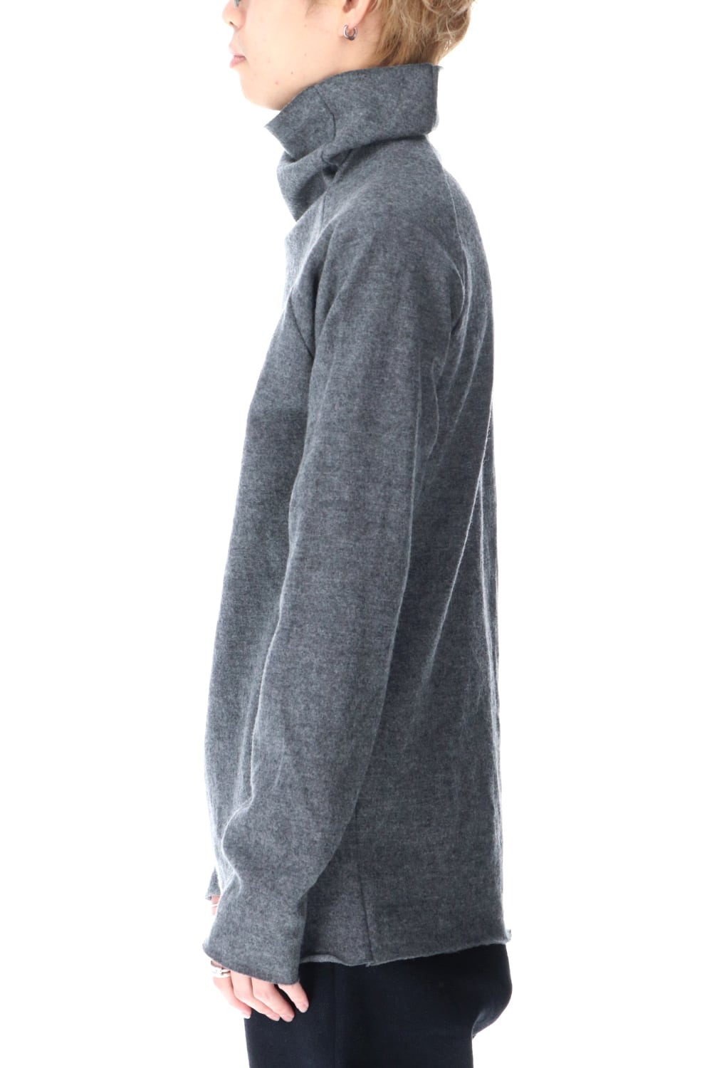 Wool Bottle Neck Knit D.Gray