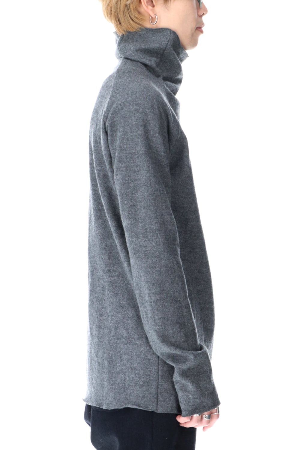 Wool Bottle Neck Knit D.Gray