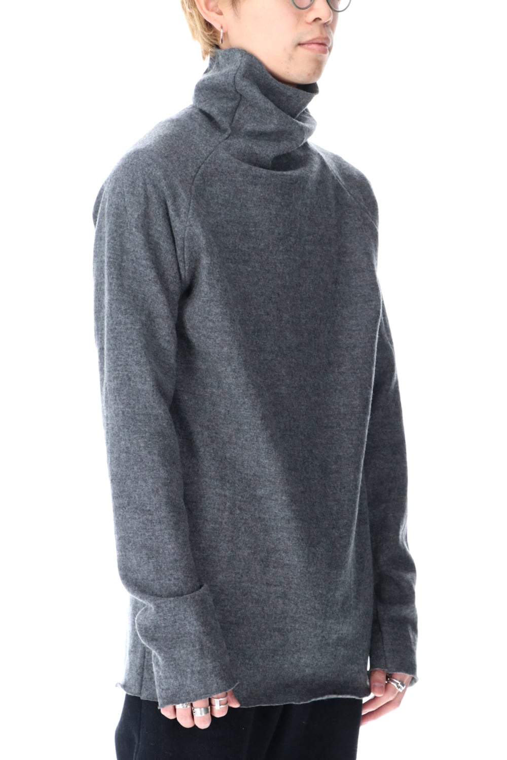 Wool Bottle Neck Knit D.Gray