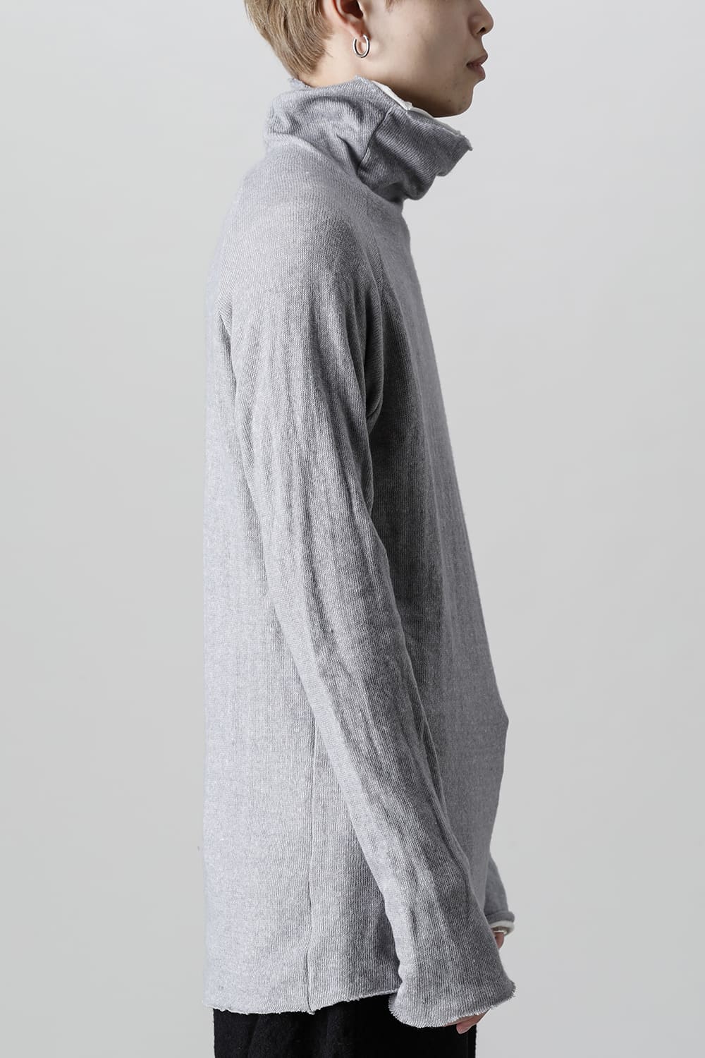 Wool Cotton Bottle neck T-shirt L.Gray