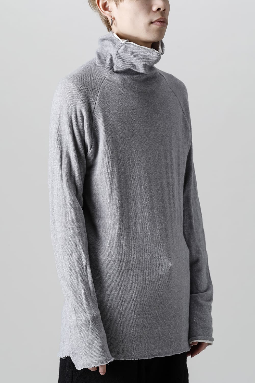 Wool Cotton Bottle neck T-shirt L.Gray