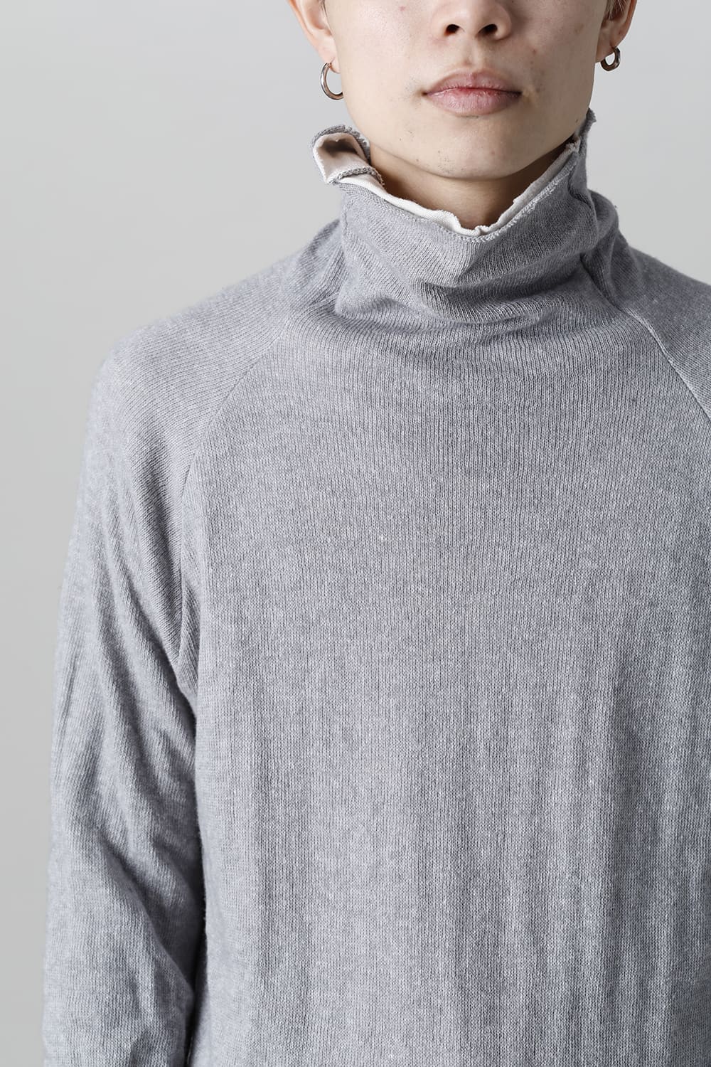 Wool Cotton Bottle neck T-shirt L.Gray