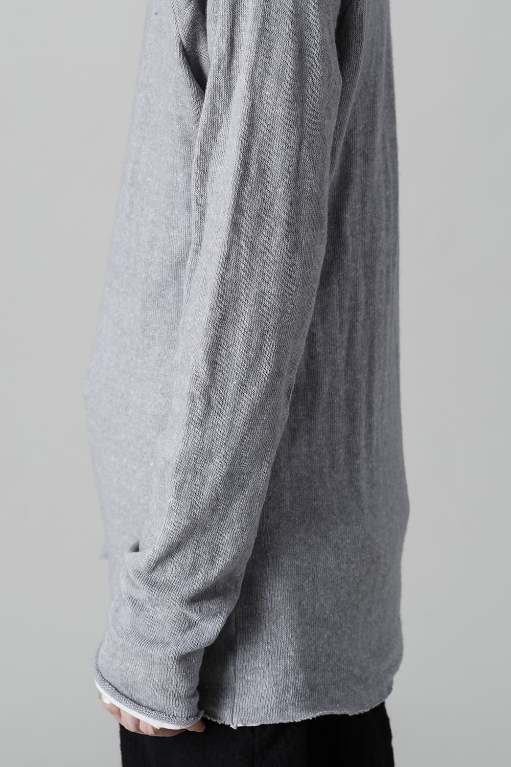 Wool Cotton Bottle neck T-shirt L.Gray