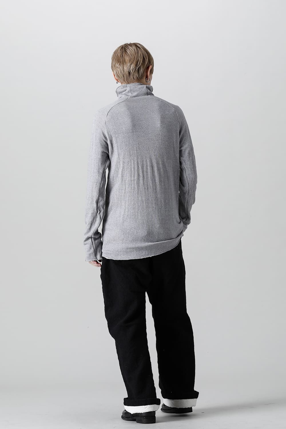 Wool Cotton Bottle neck T-shirt L.Gray