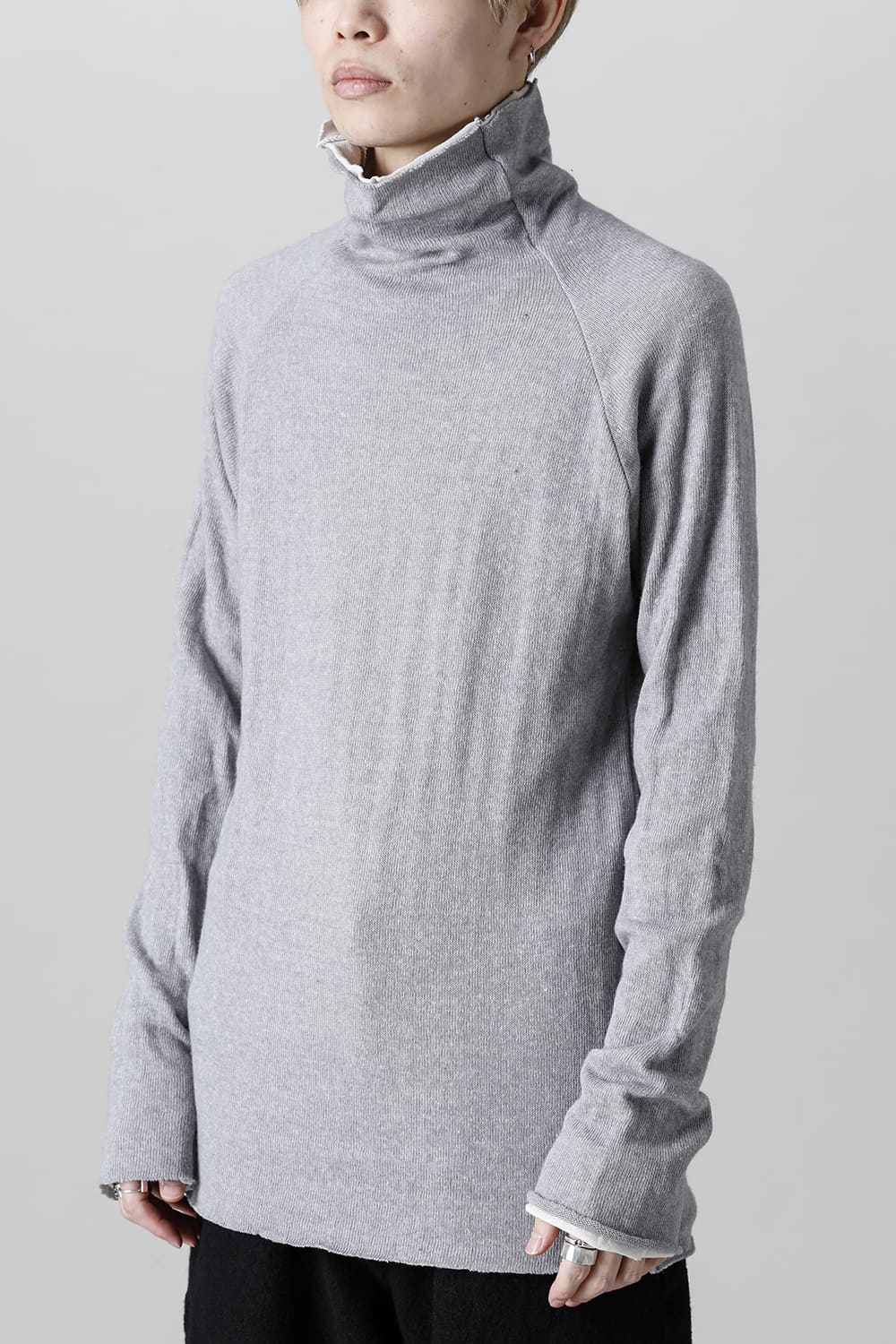 Wool Cotton Bottle neck T-shirt L.Gray