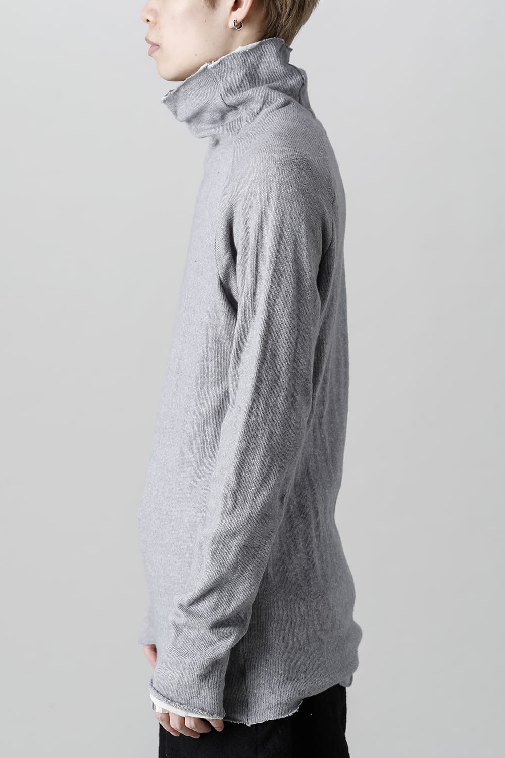 Wool Cotton Bottle neck T-shirt L.Gray