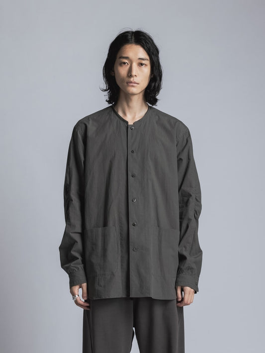 Typewriter Band Collar Shirt Charcoal