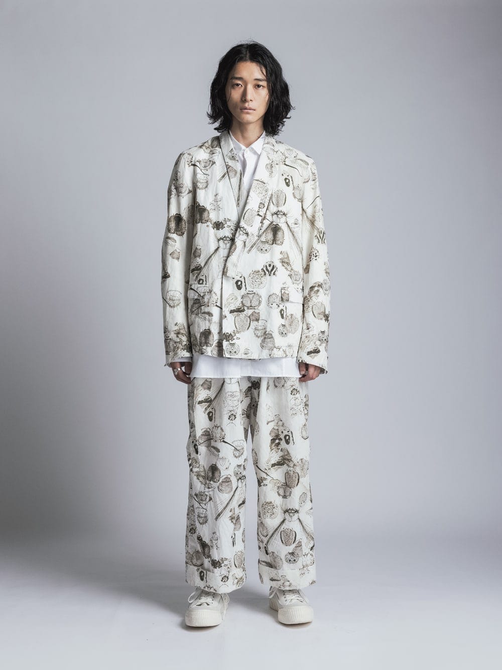 SUZUKO MOMOYAMA Innsects Print Wide Pants White Mix