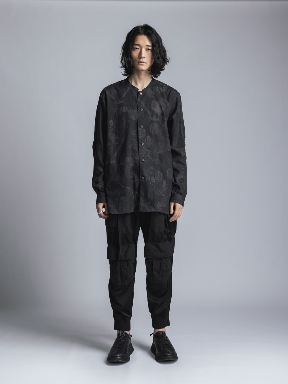 Cotton Rayon / Satin Cargo Pants  Black