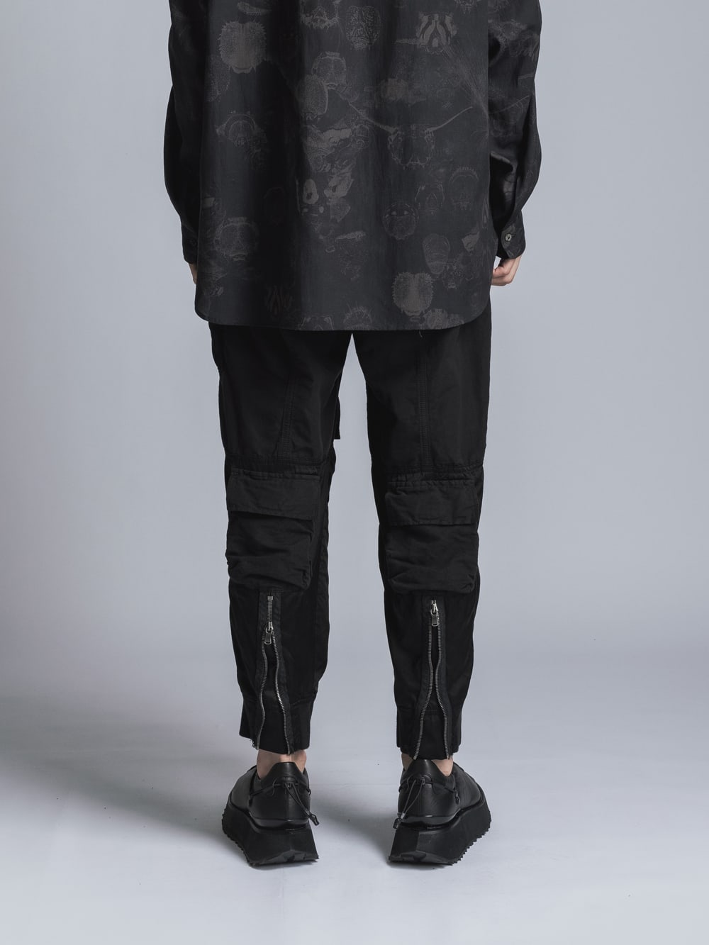 Cotton Rayon / Satin Cargo Pants  Black