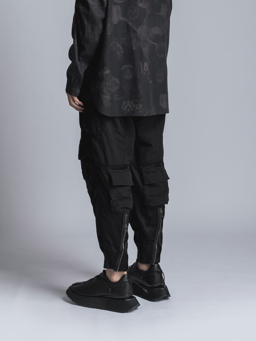 Cotton Rayon / Satin Cargo Pants  Black