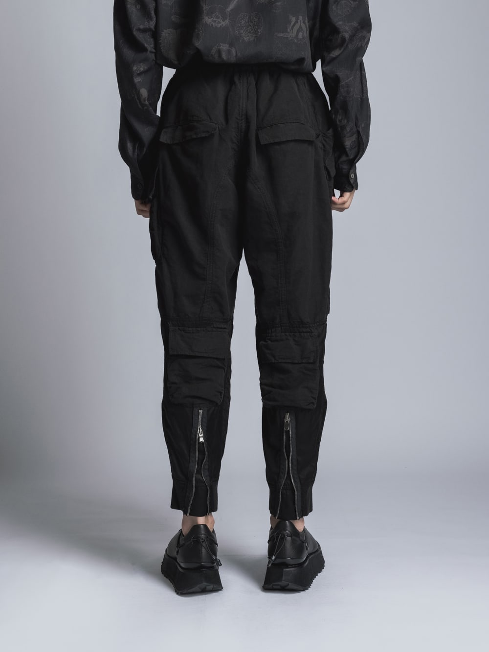 Cotton Rayon / Satin Cargo Pants  Black