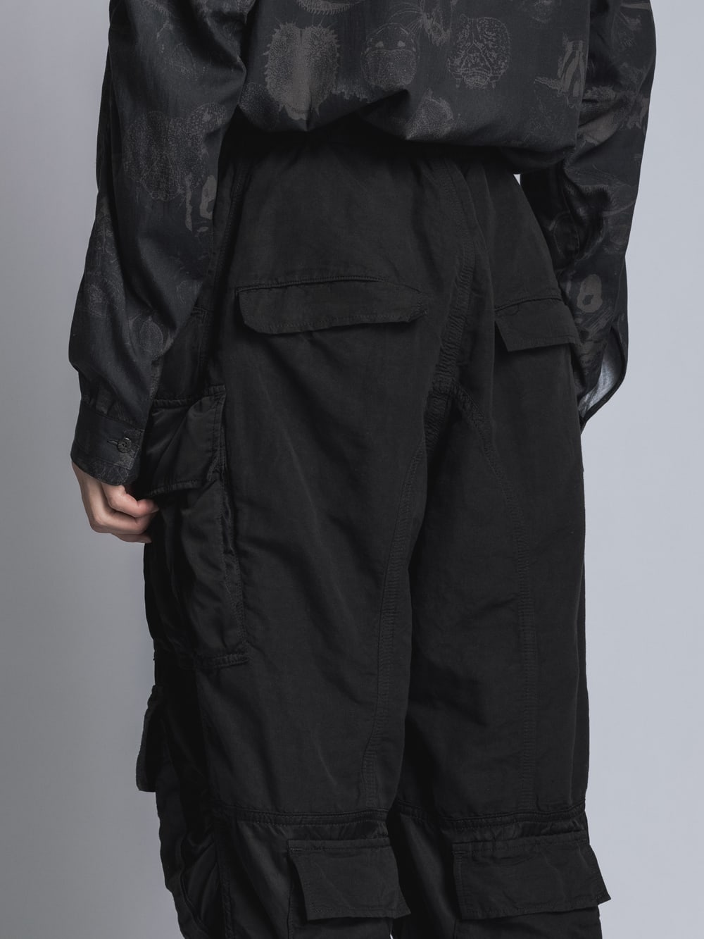 Cotton Rayon / Satin Cargo Pants  Black