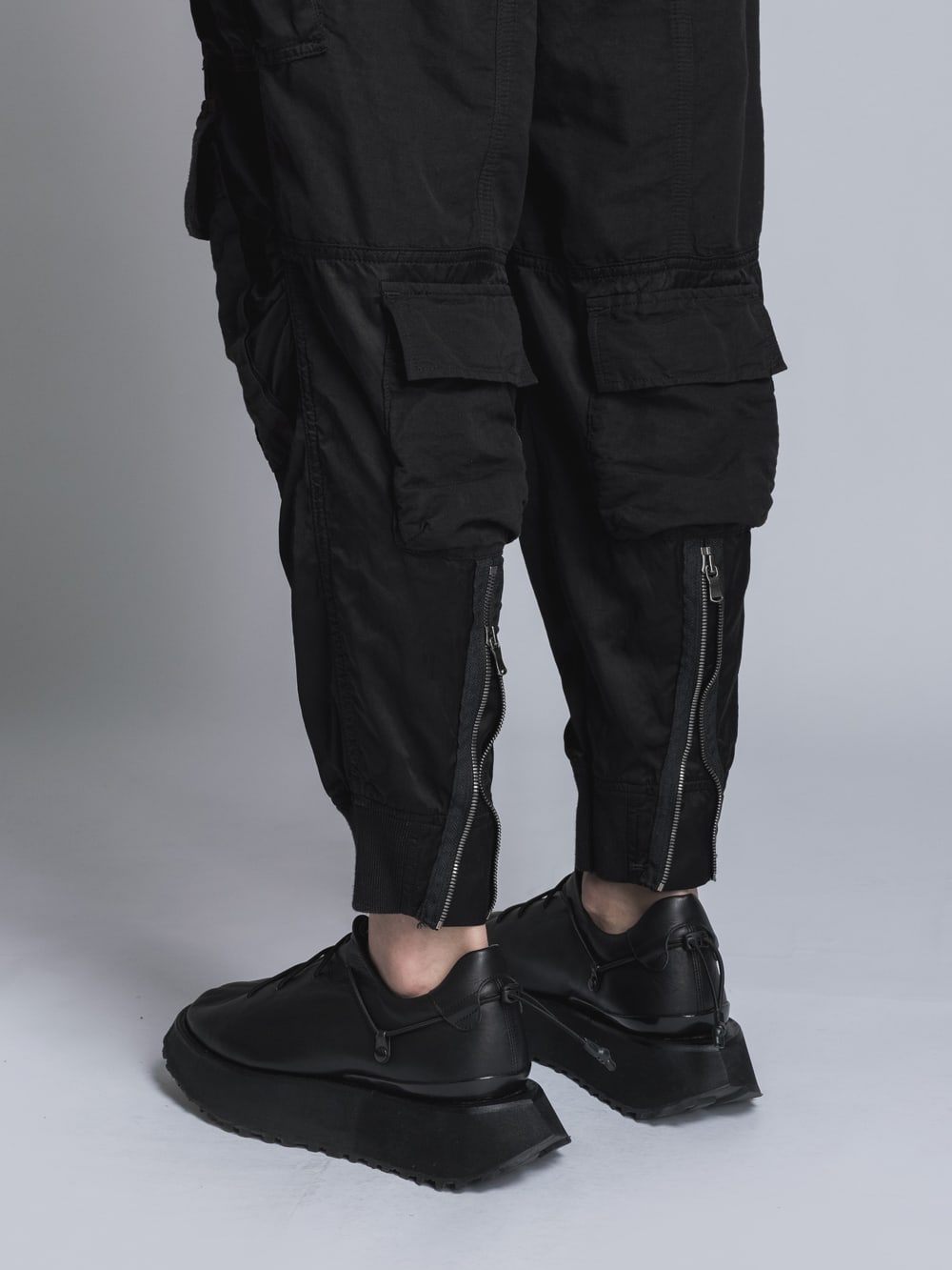 Cotton Rayon / Satin Cargo Pants  Black