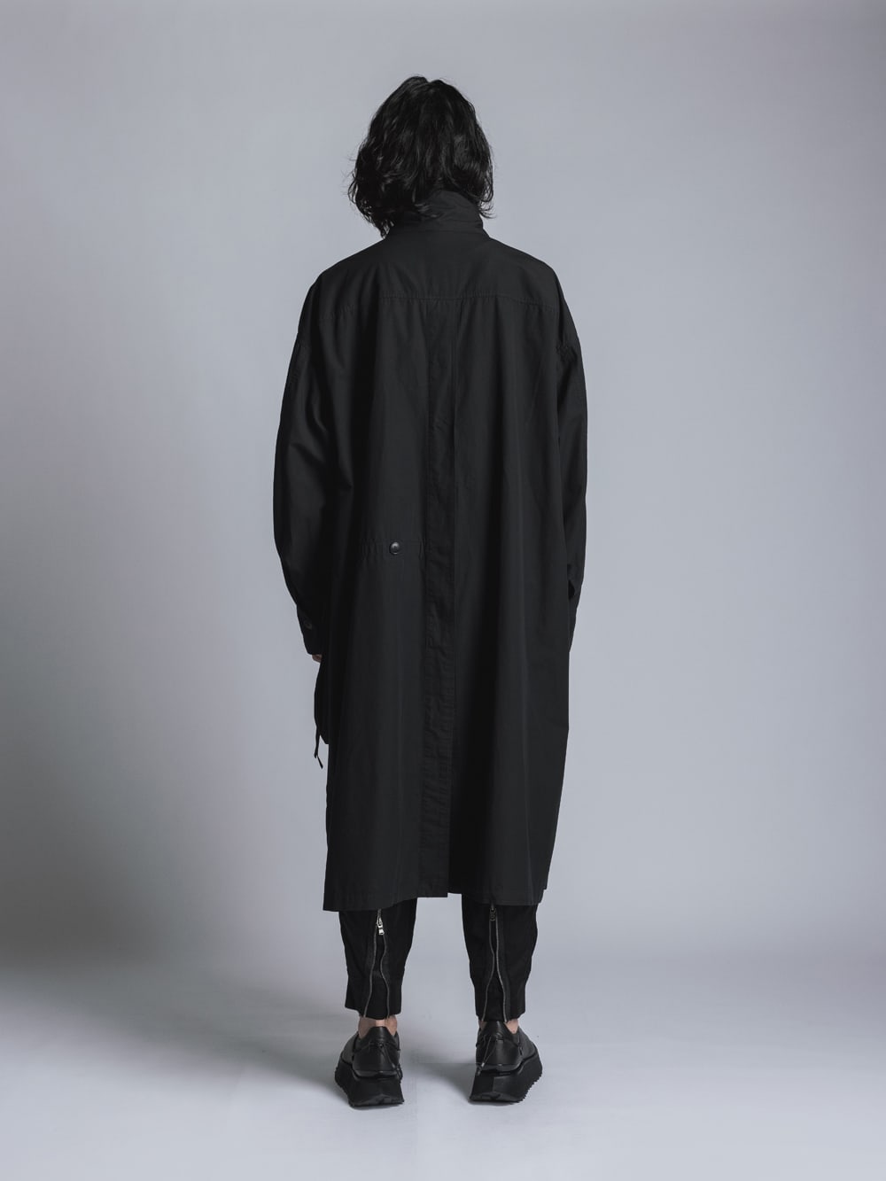 Cotton Linen Garment-Dyed Coat  Black