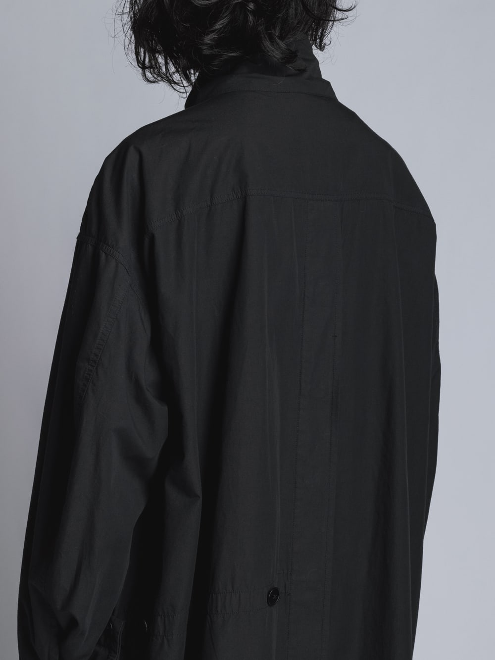 Cotton Linen Garment-Dyed Coat  Black