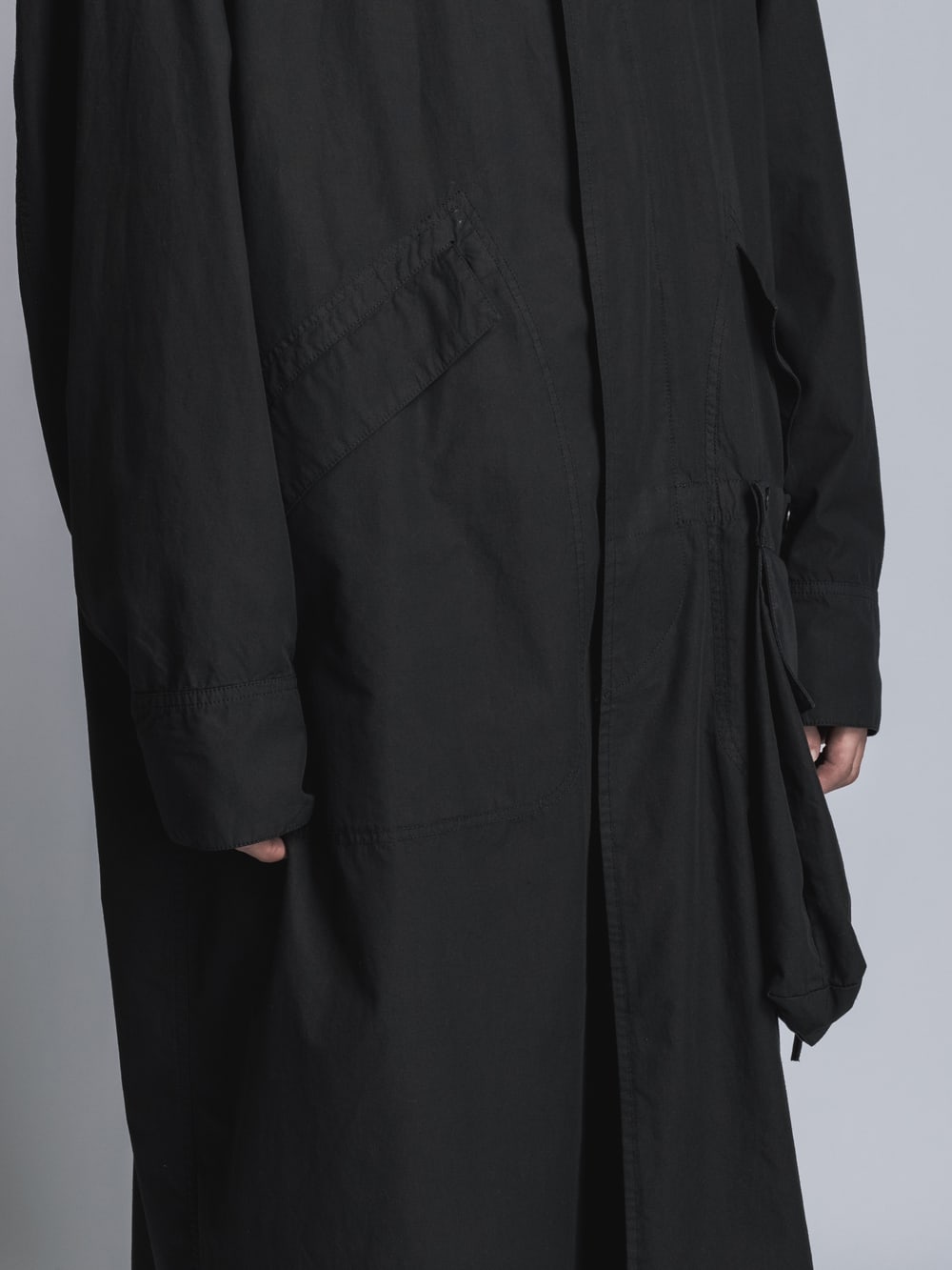 Cotton Linen Garment-Dyed Coat  Black