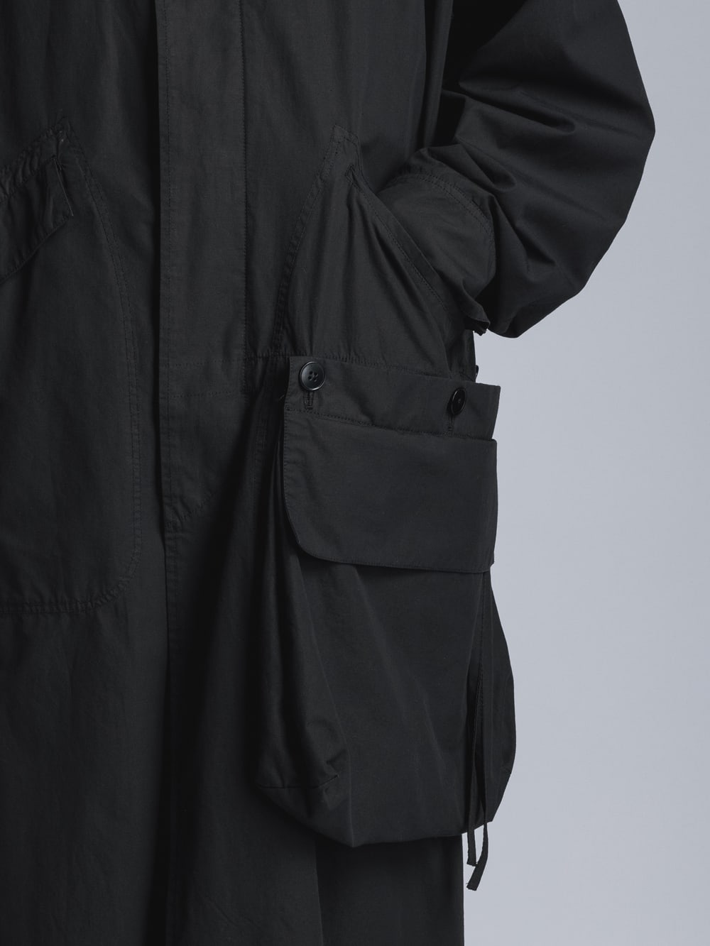 Cotton Linen Garment-Dyed Coat  Black