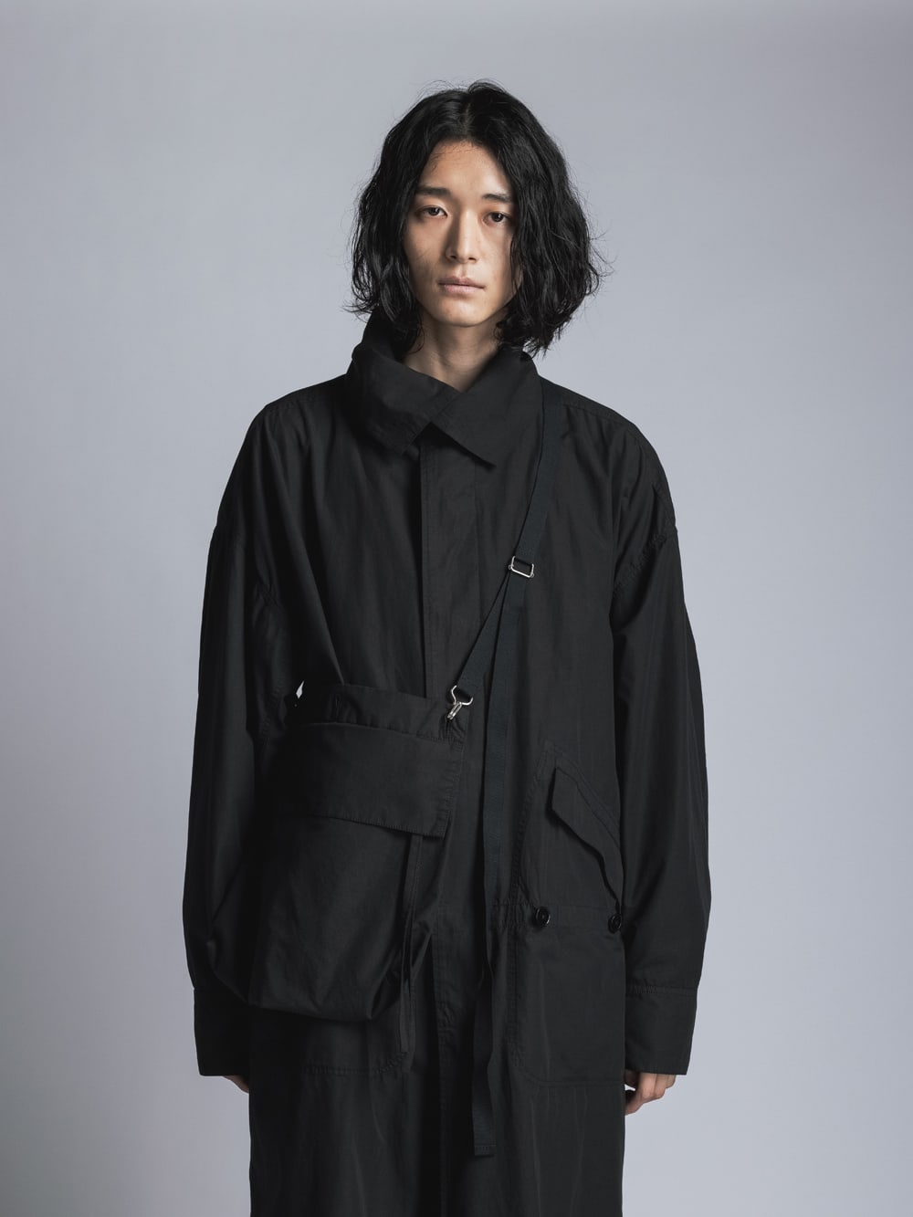 Cotton Linen Garment-Dyed Coat  Black