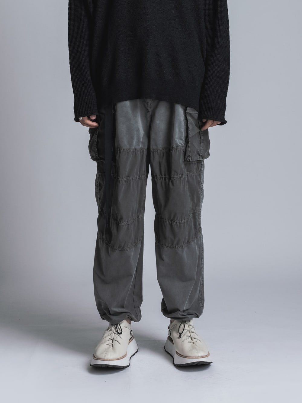 Stretch Wide Cargo Pants  Charcoal