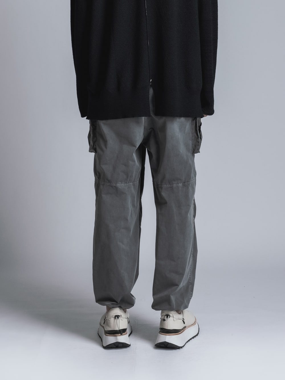 Stretch Wide Cargo Pants  Charcoal