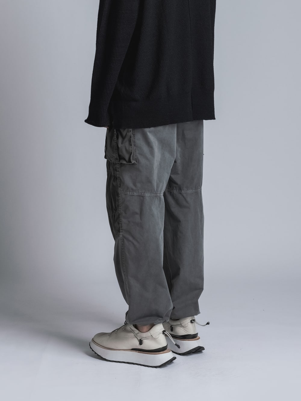 Stretch Wide Cargo Pants  Charcoal