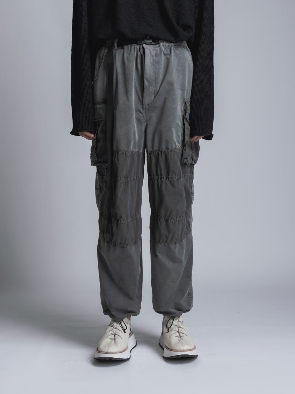 Stretch Wide Cargo Pants  Charcoal