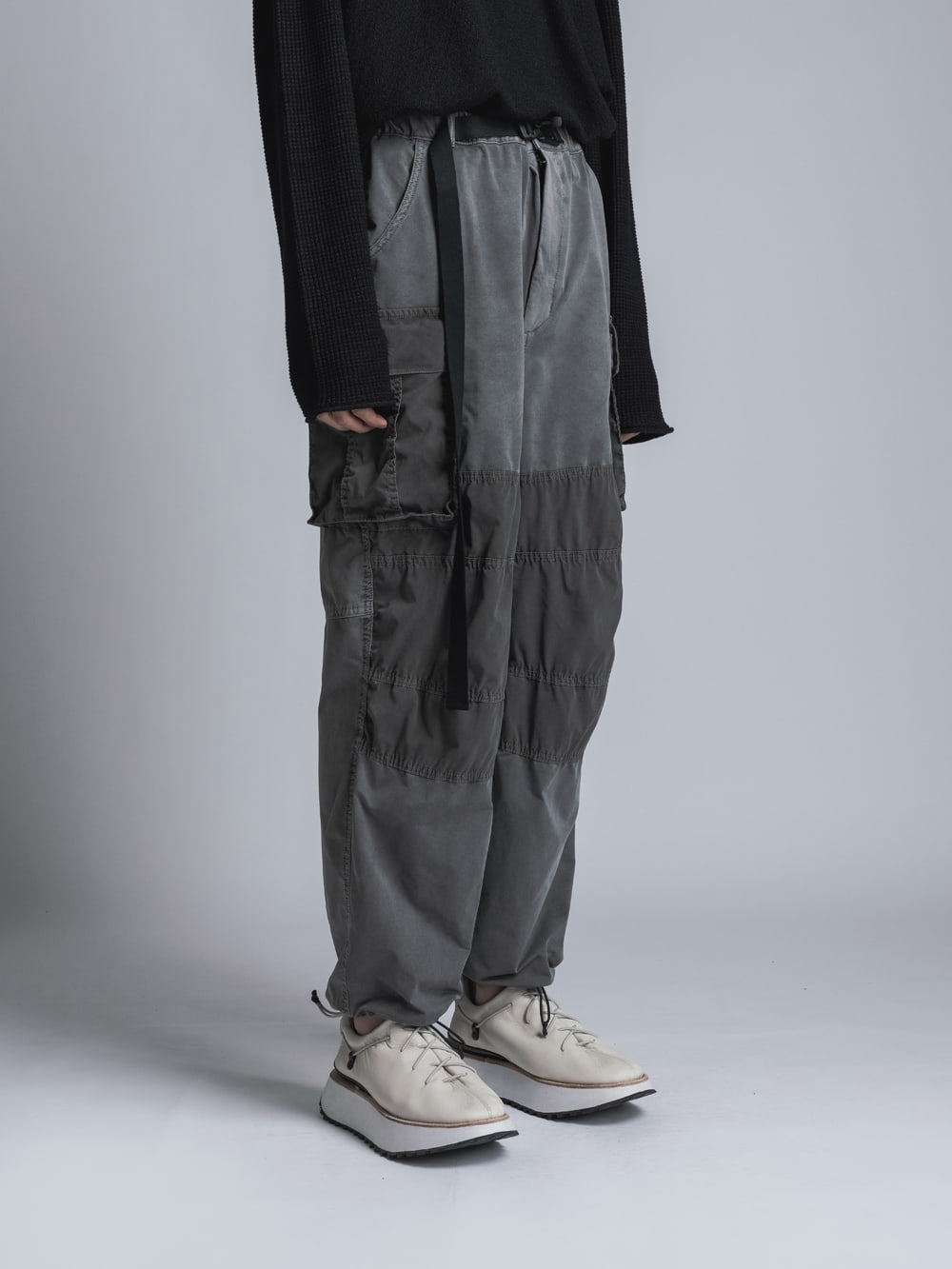 Stretch Wide Cargo Pants  Charcoal