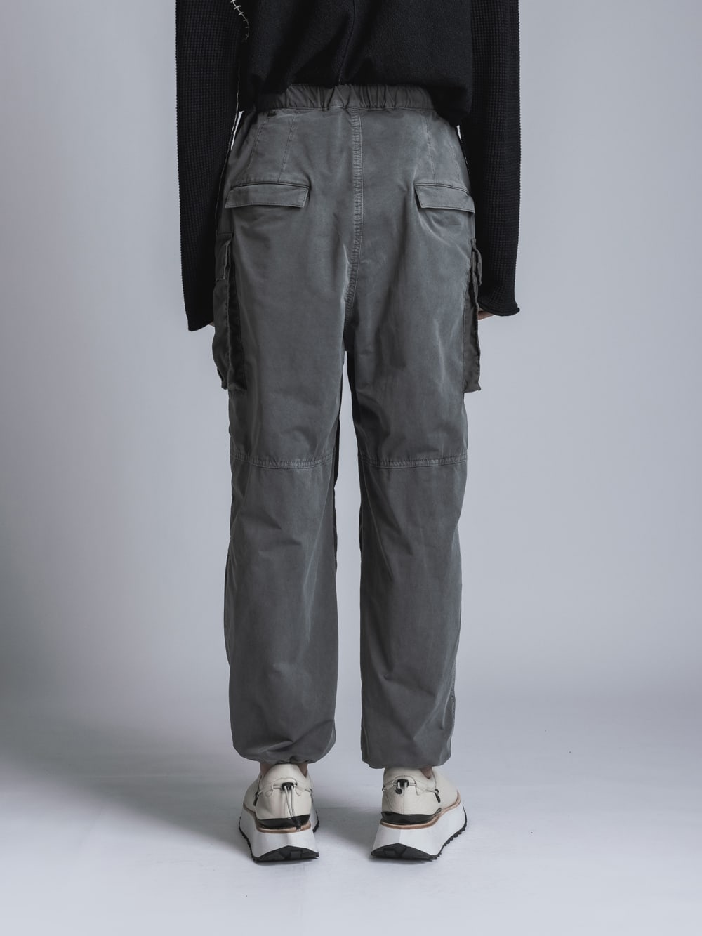 Stretch Wide Cargo Pants  Charcoal