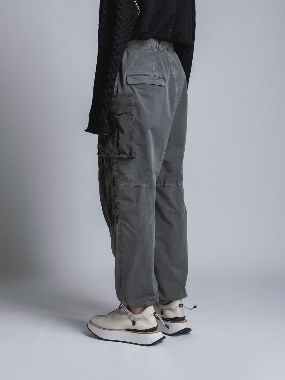 Stretch Wide Cargo Pants  Charcoal