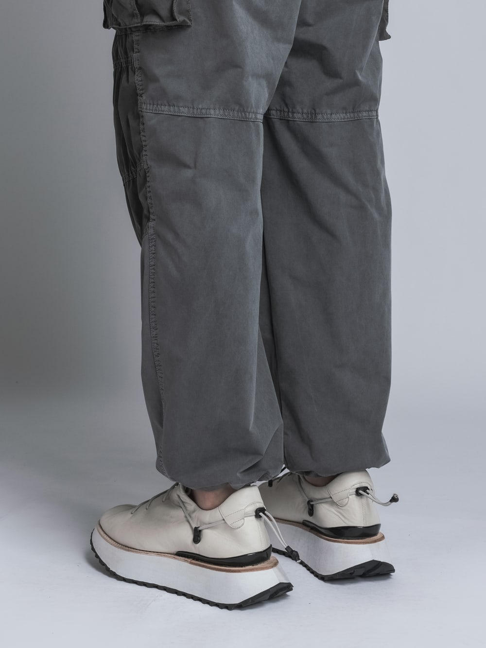 Stretch Wide Cargo Pants  Charcoal