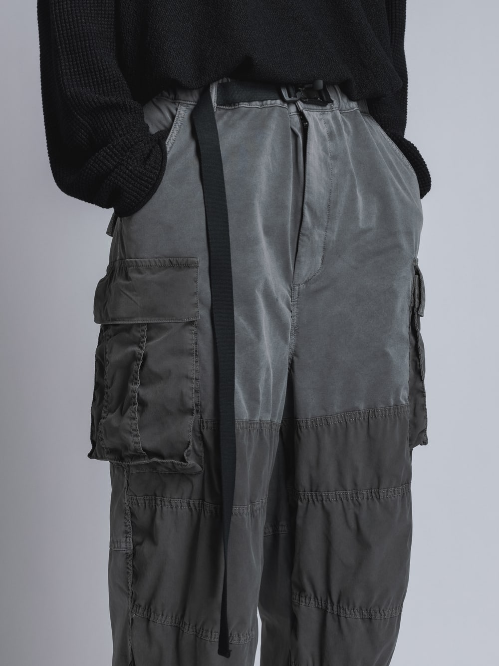 Stretch Wide Cargo Pants  Charcoal